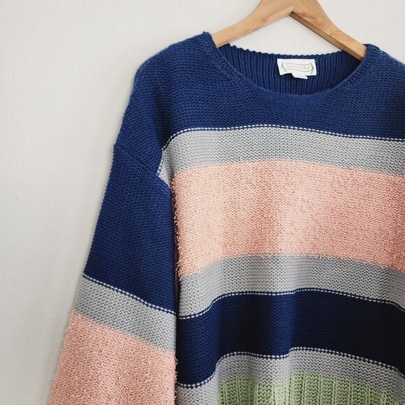 NEW Love Riche Striped Balloon Sleeve Chunky Knit Sweater (Medium) - Picture 4 of 10